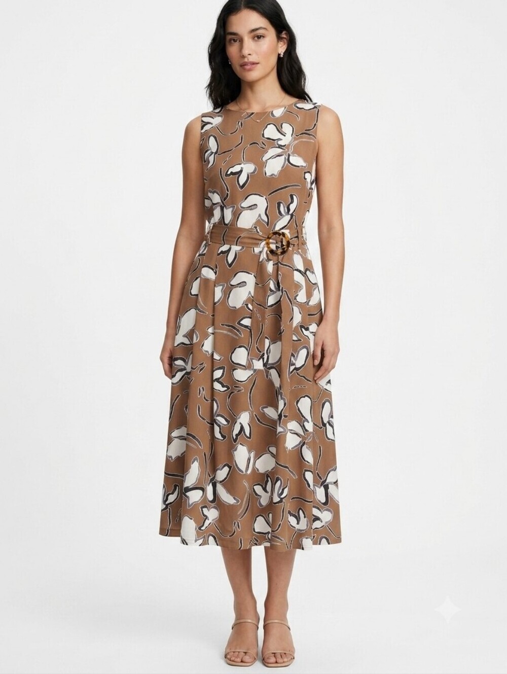 LAFAYETTE 148 NEW YORK Gracie Silk Belted Midi Dress In Vine Print Sz 8 Pockets